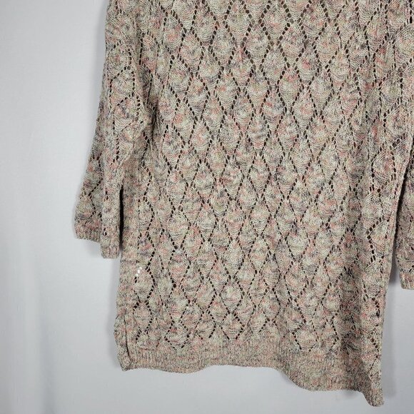 J. Jill Women's Pointelle Loose Knit 3/4 Sleeve Light Weight Sweater Size L - Picture 11 of 14